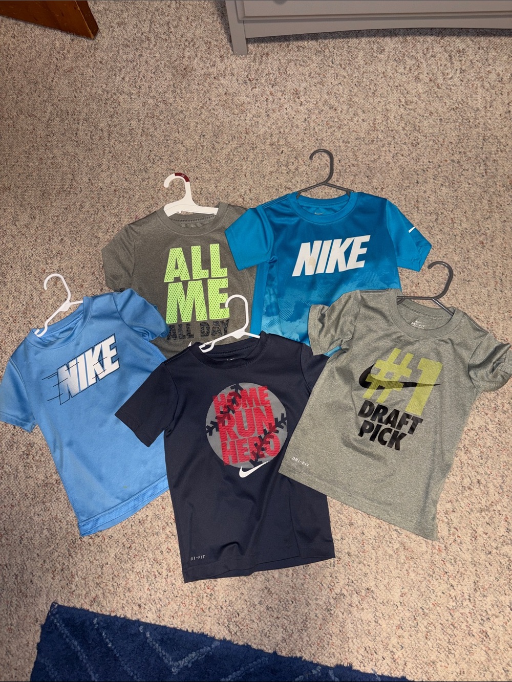 Nike Kids Short Sleeve Active Tees - Blue, Gray, Navy, Green set of 5-all size 6